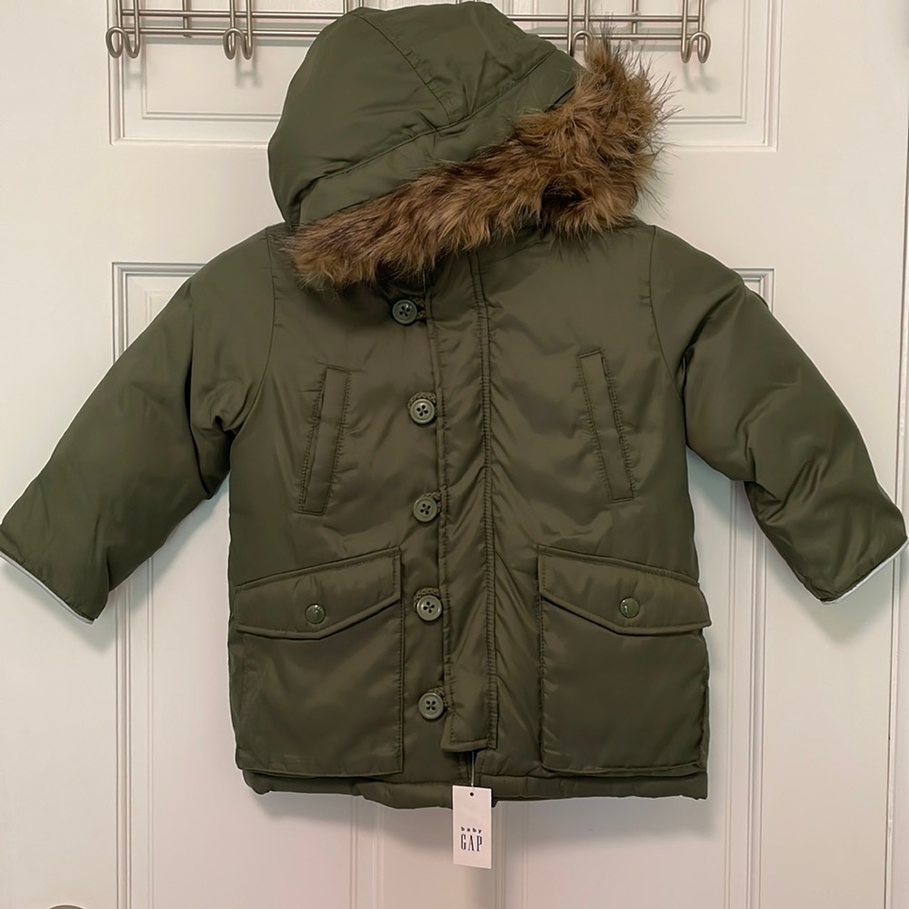 NWT Size 3 GAP Faux Fur Parka